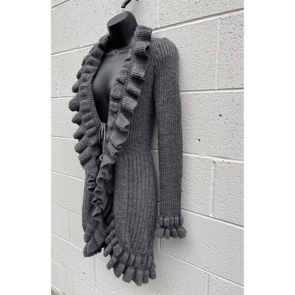 Elisabetta Collection Wool Mohair blend Open Cardigan Ruffle Women’s Size Small - Picture 2 of 12